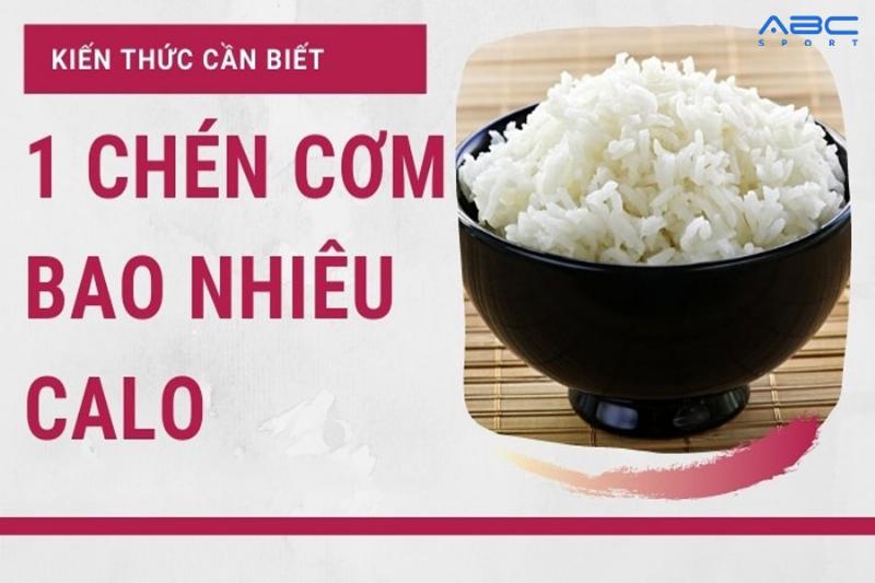 Hình ảnh một bát cơm trắng với thông tin calo