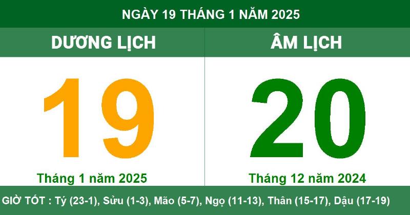 Lịch Vạn Niên Ngày 19/1/2025