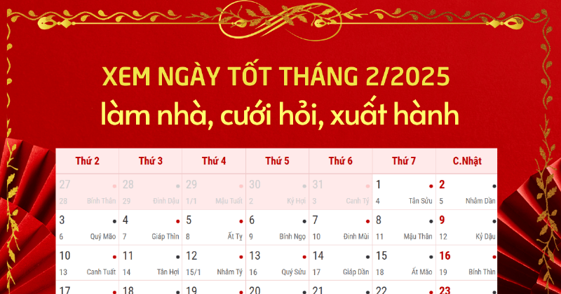 Ngày đẹp xuất hành tháng 2 2025 theo tuổi